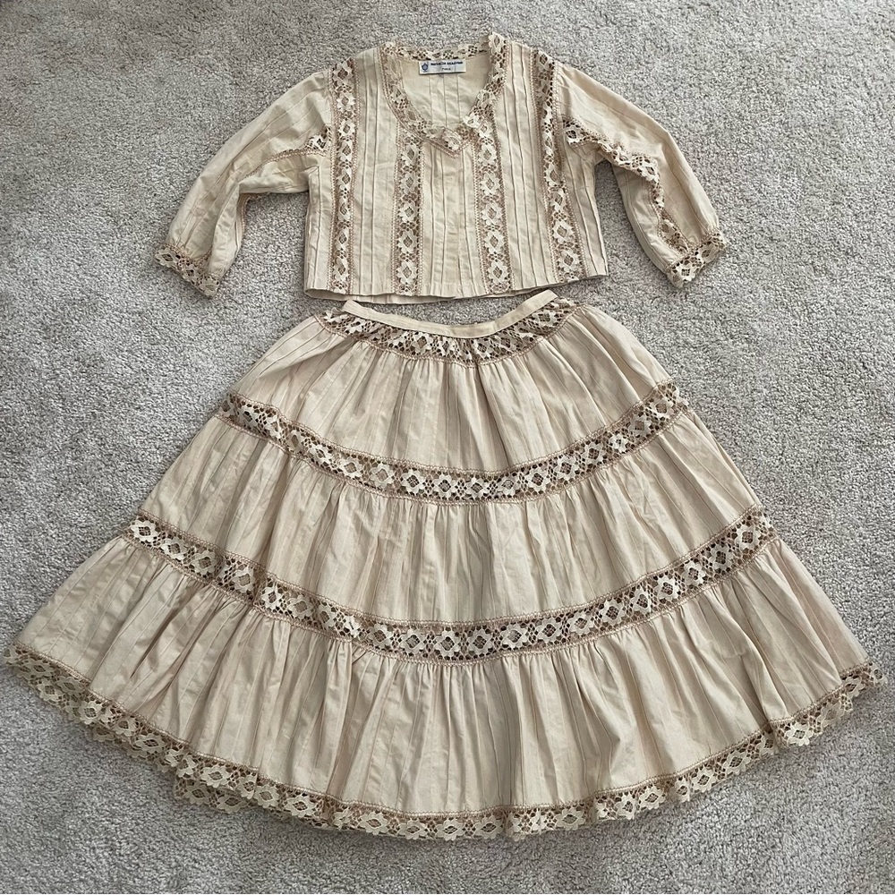 Vintage Lace Two-Piece Skirt and Top